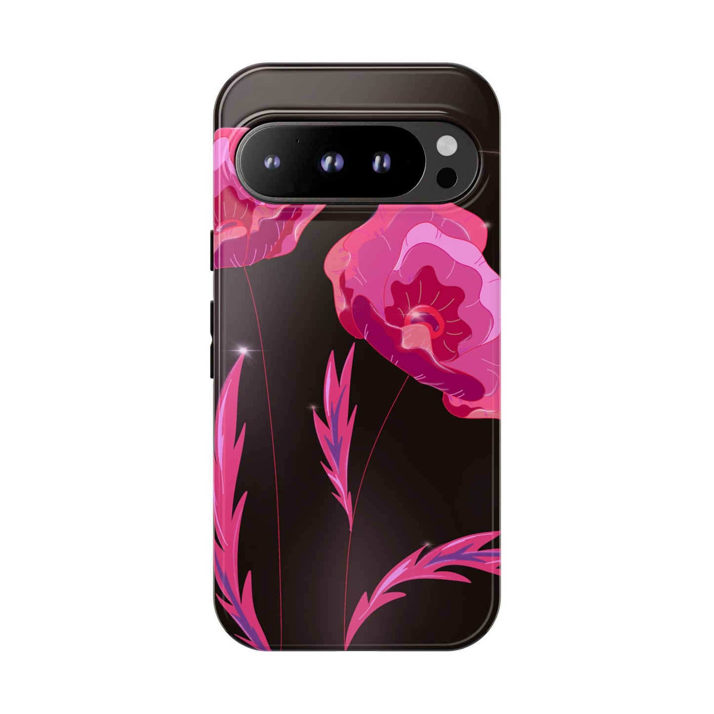 Floral iPhone Case | Tough Cases with Pink Poppy Design, Elegant Flower Phone Cover, Gift for Her, Spring Accessories, Chic Tech