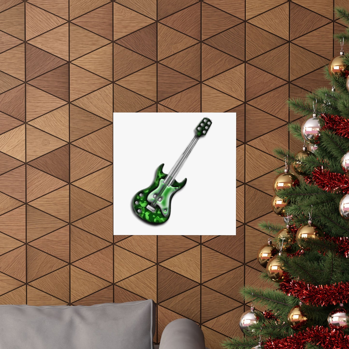 Guitar Art Poster - Rock Music Decor, Green Guitar Wall Art, Musician Gift, Home Office Decor, Music Lover Gift