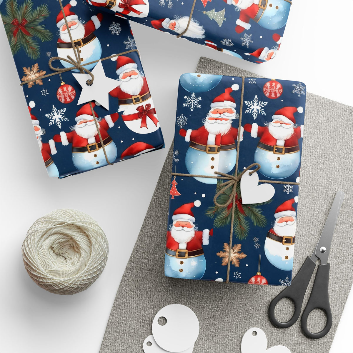 Christmas Snowman & Santa Wrapping Paper Roll — Festive Holiday Gift Wrap