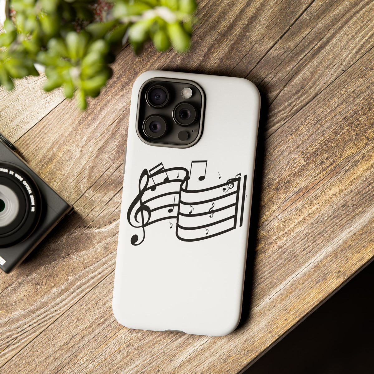 Musical Notes Phone Case — Black Treble Clef Music Staff Tough Case