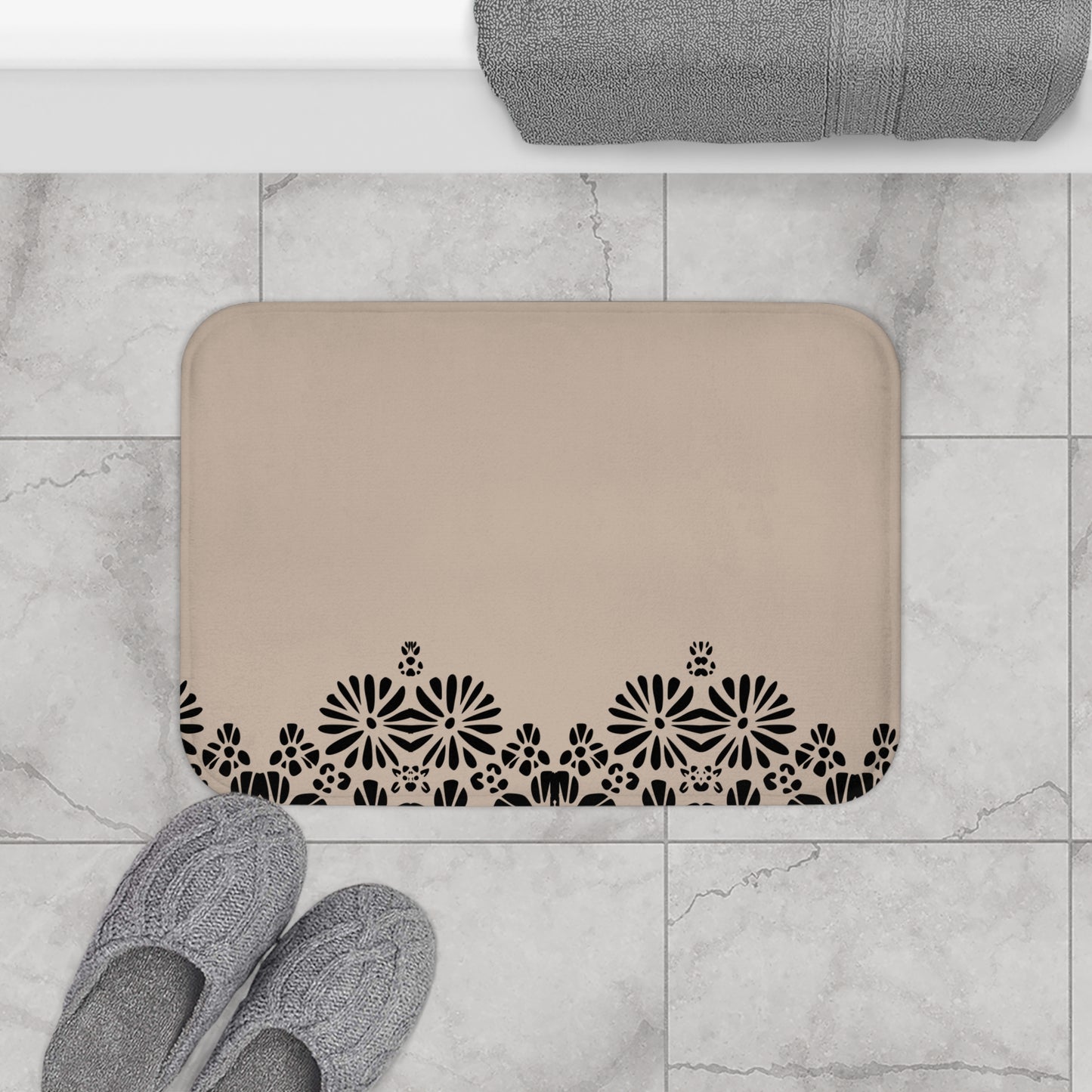 Floral Elegance Bath Mat - Chic Bathroom Decor, Home Spa Essentials, Gift for Her, Modern Design, Cozy Comfort
