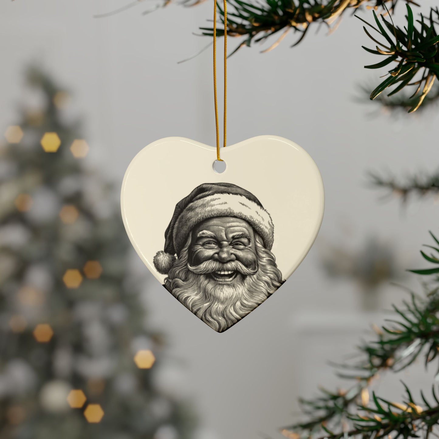 Festive Ceramic Ornaments, 2-Sided Print for Christmas Decor, Personalized Holiday Gifts, Winter Decorations, Santa Claus Ornaments