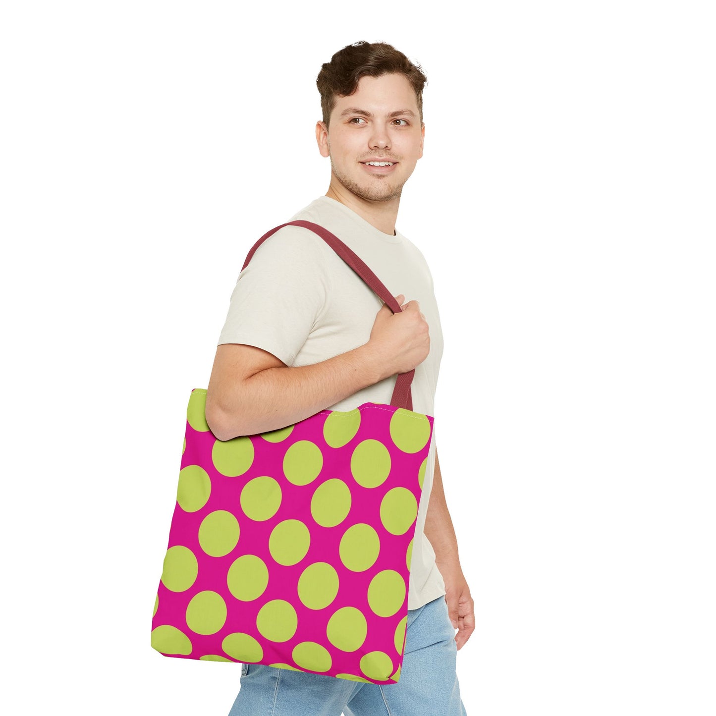 Vibrant Polka Dot Tote Bag, Colorful Shopping Bag, Eco-Friendly Tote