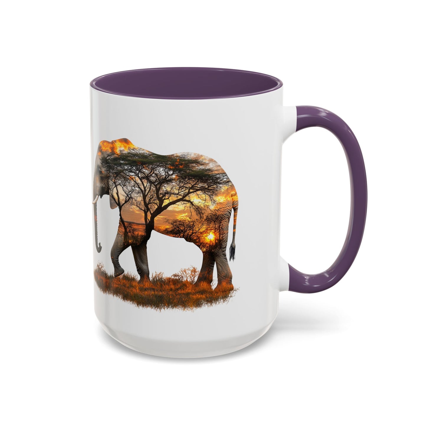 Elegant Elephant Accent Coffee Mug - Nature Lover Gift, Animal Lover Mug, Unique Home Decor, Wildlife Conservation, Travel Mug