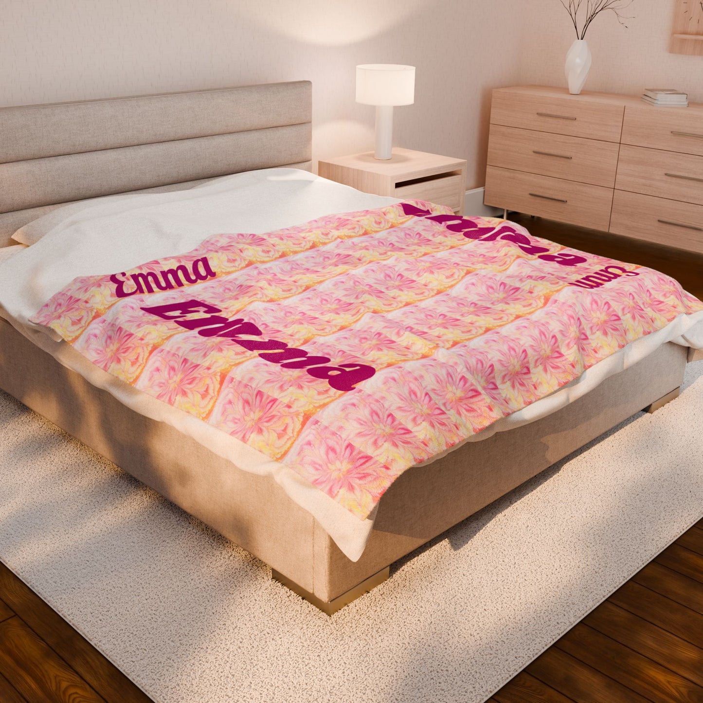 Personalized Velveteen Plush Blanket for Cozy Nights - Emma