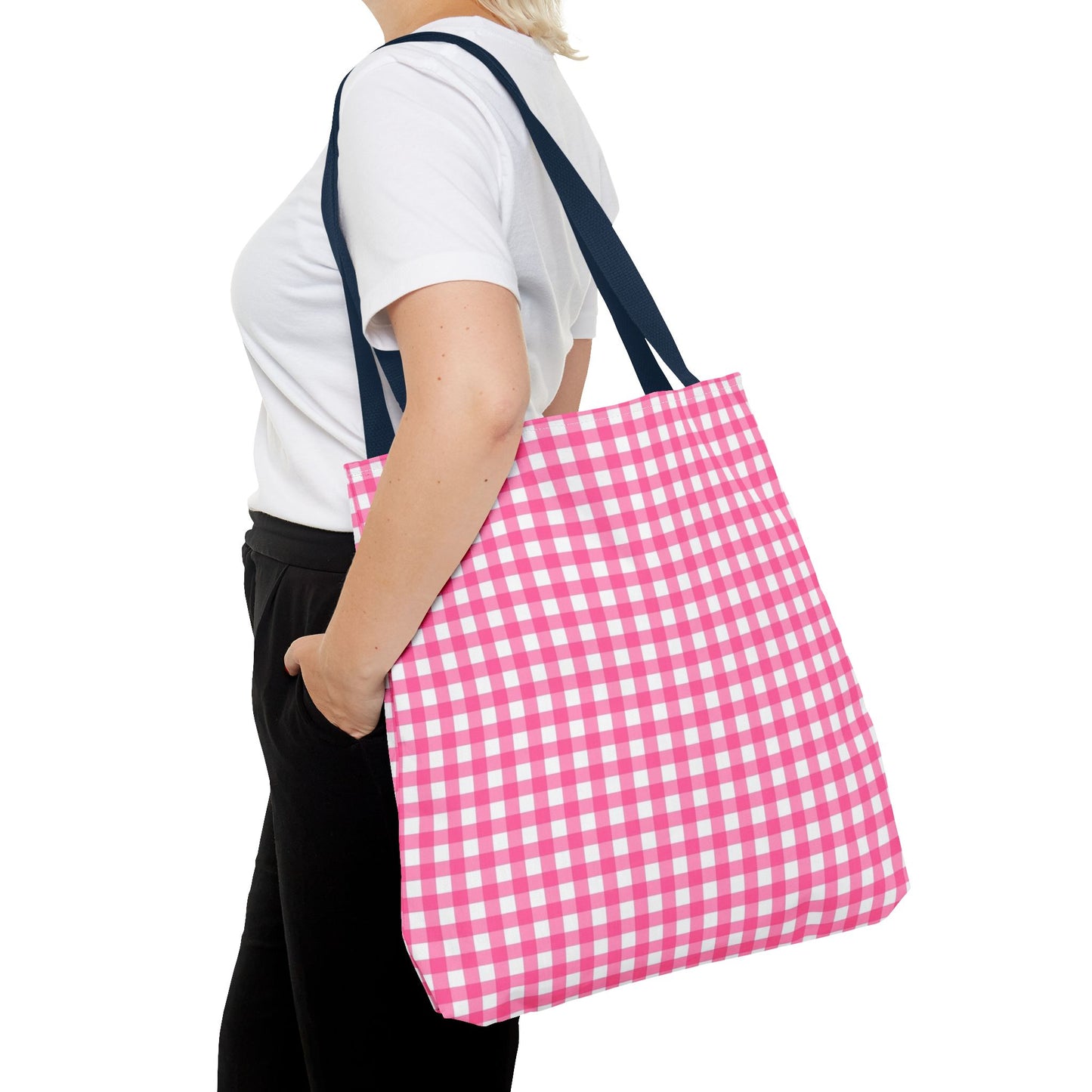 Cute Pink Gingham Tote Bag - Reusable Shopping Bag, Beach Tote