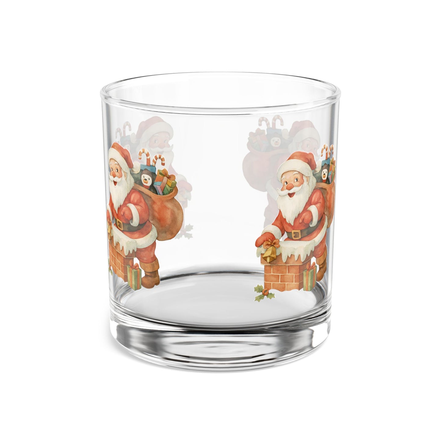 Festive Santa Rocks Glass, Perfect for Holiday Gatherings, Christmas Cheer, Unique Gift for Loved Ones, Cocktail Enthusiasts, 10oz Capacity