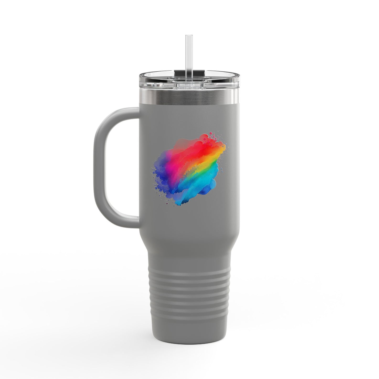 Vibrant Rainbow Insulated Travel Mug | 40oz Leakproof Drinkware for Road Trips, Gifts, Outdoor Adventures, Pride Events, Summer Outings