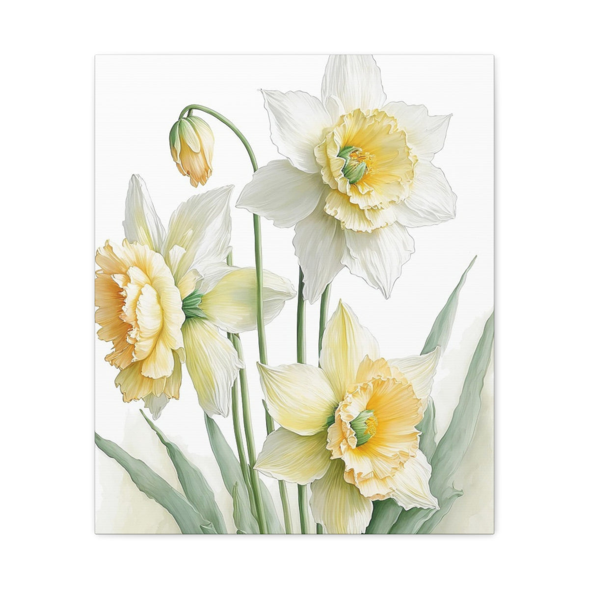 Matte Canvas, Stretched, 1.25" beautiful flowers white and yellow.