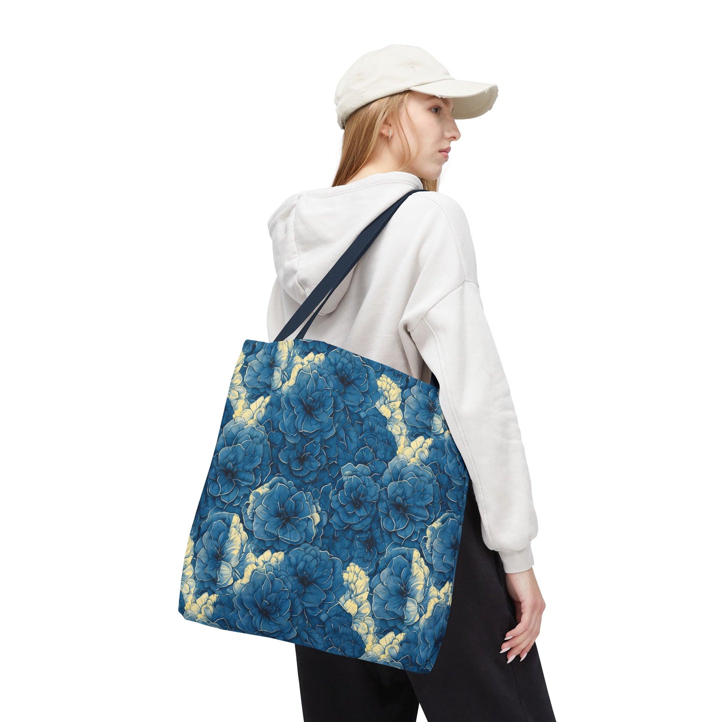 Floral Blue Peony Tote