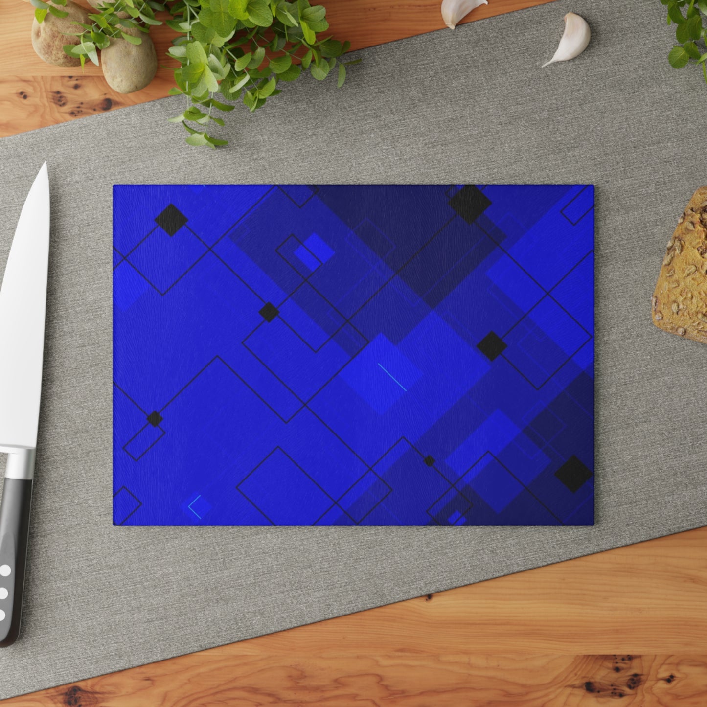 Geometric Glass Cutting Board - Modern Kitchen Decor, Unique Gift for Chefs, Housewarming, Wedding, Stylish Kitchen Accessory