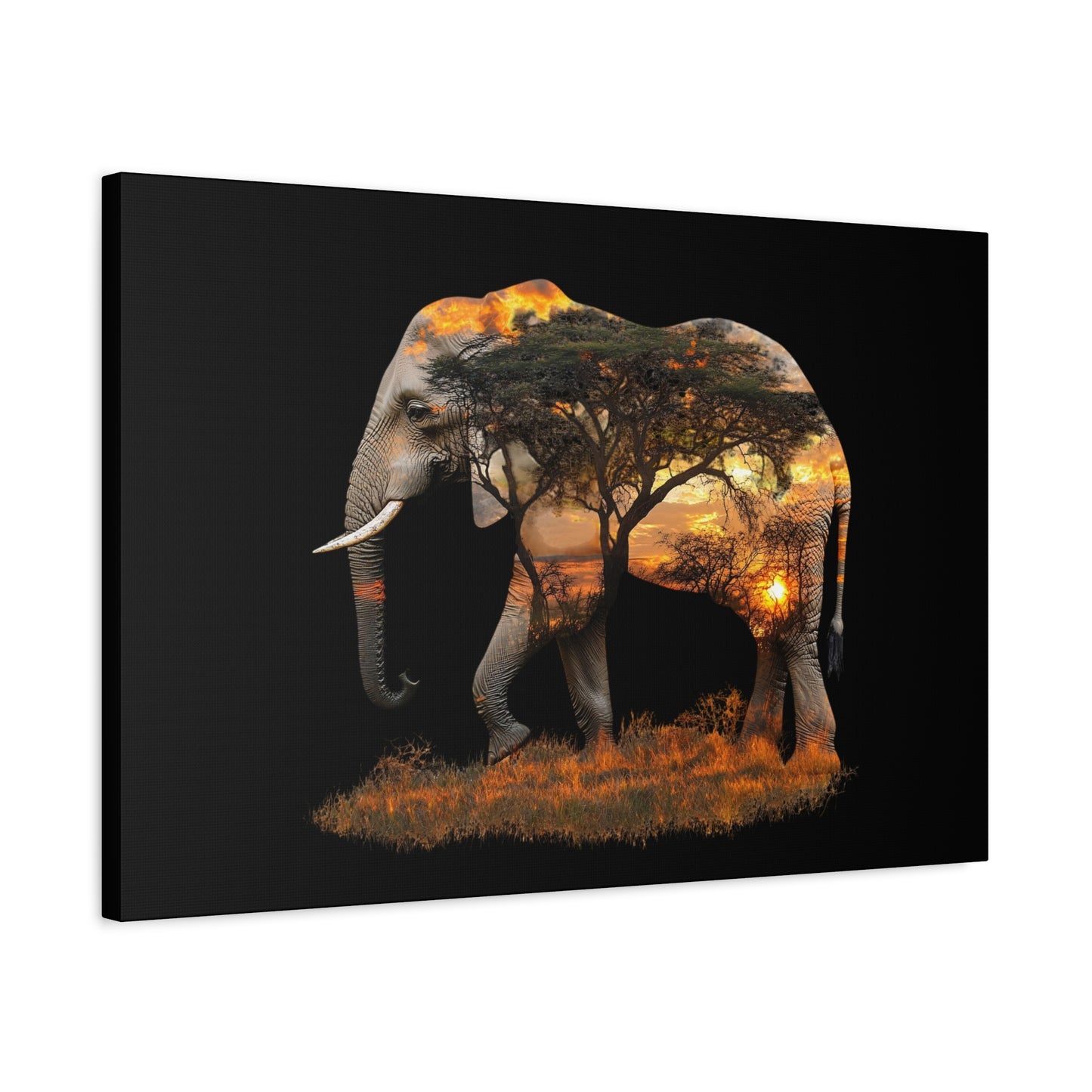 Elephant Tree Matte Canvas Art, Nature Wall Decor, Wildlife Home Decoration, Gift for Animal Lovers, Boho Living Room Accent