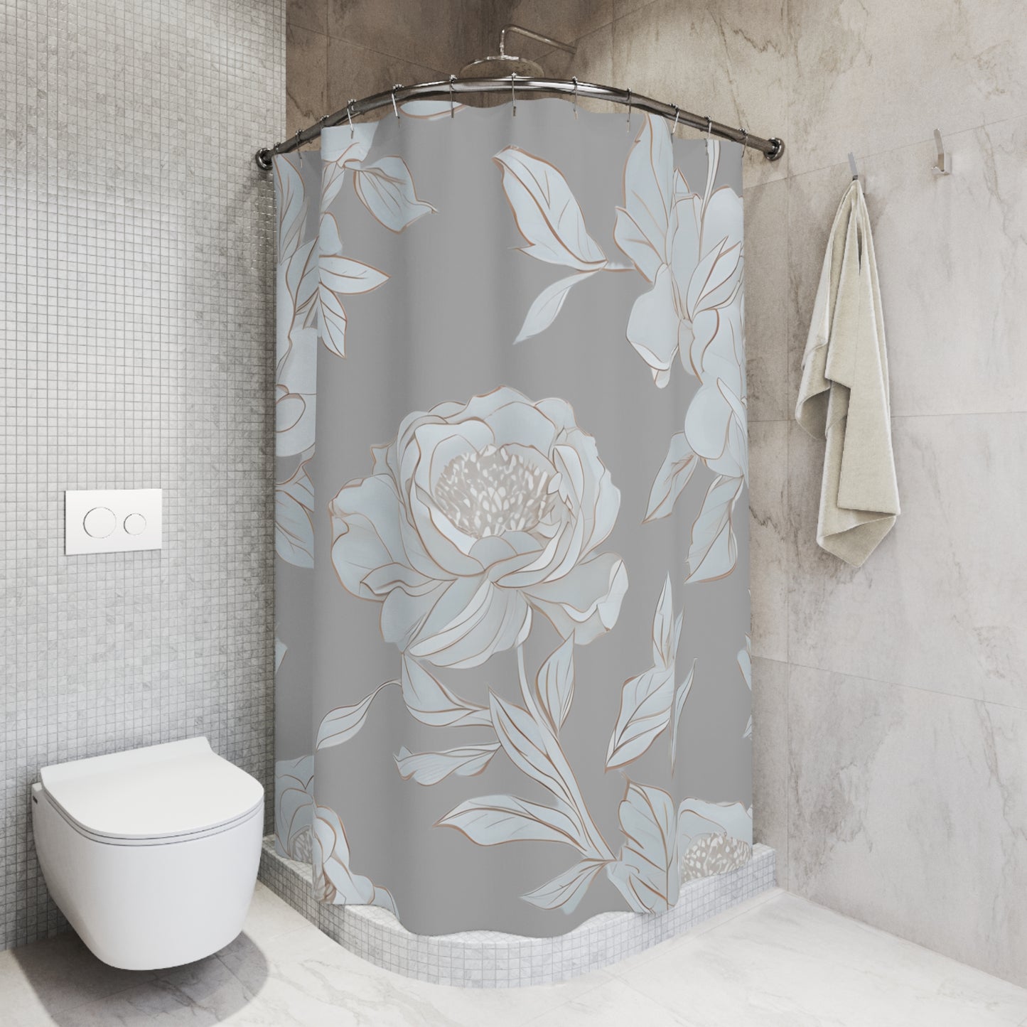 Elegant Floral Shower Curtain, Boho Bathroom Decor