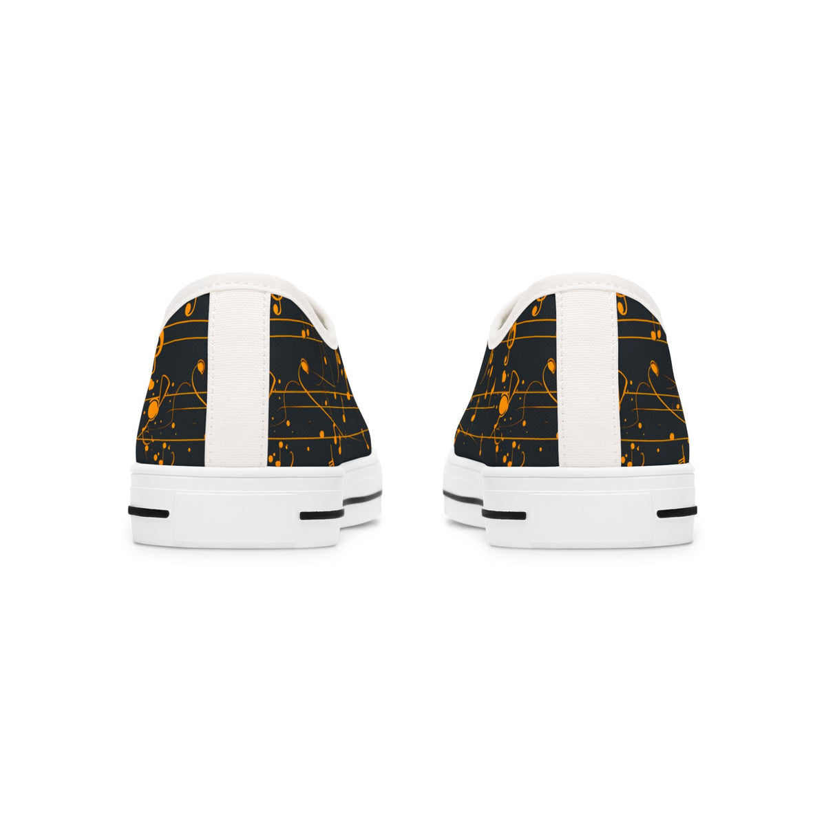 Low Top Sneakers — Black Gold Musical Notes Design