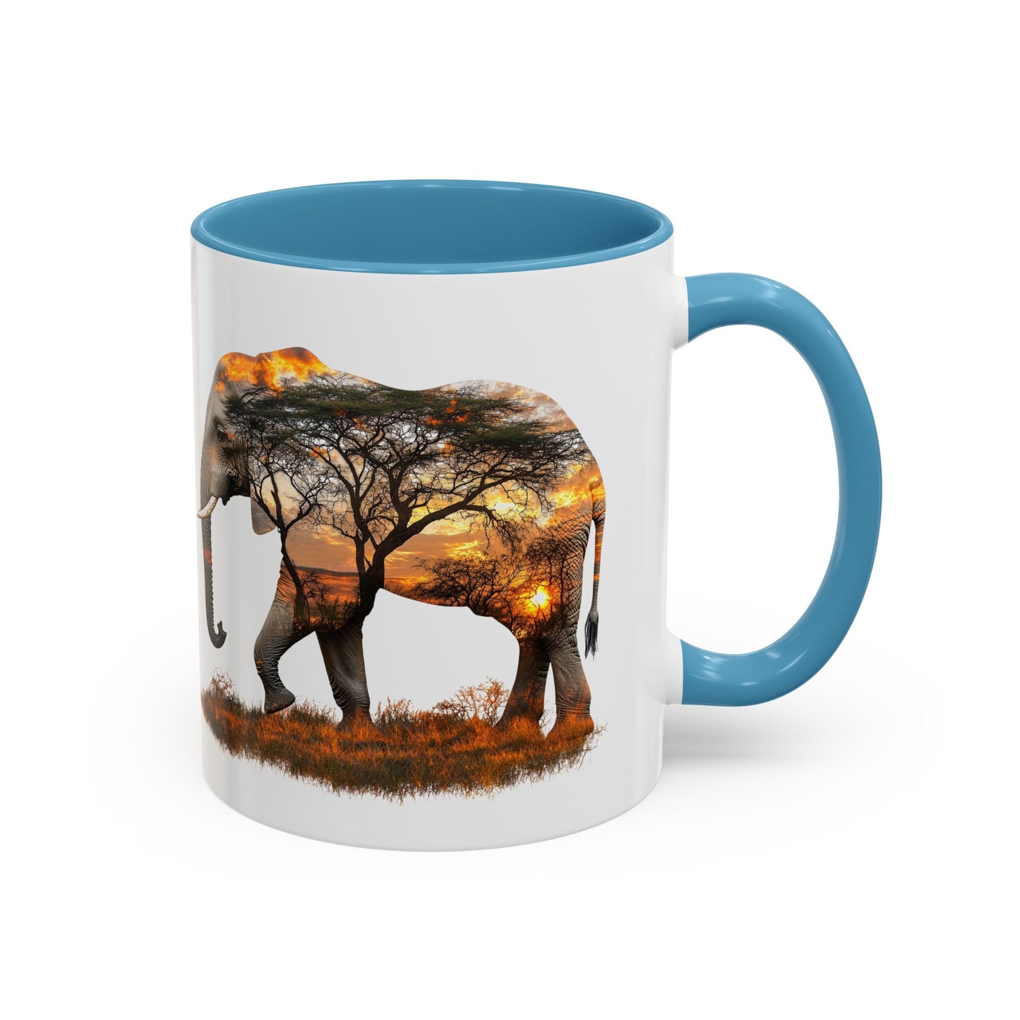 Elegant Elephant Accent Coffee Mug - Nature Lover Gift, Animal Lover Mug, Unique Home Decor, Wildlife Conservation, Travel Mug