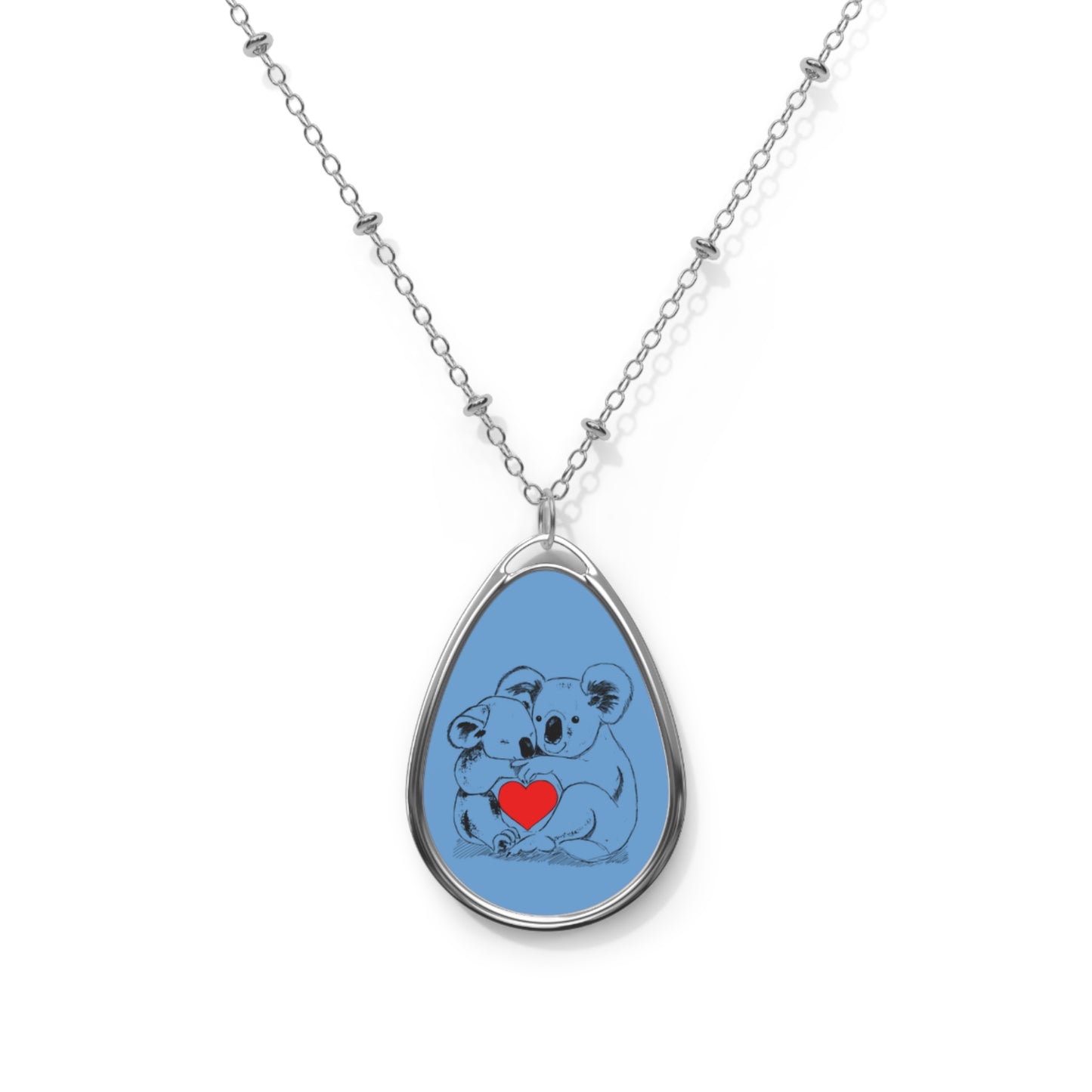 Adorable Koala Love Oval Necklace, Dainty Jewelry, Gift for Animal Lovers, Cute Pendant, Perfect for Birthdays, Valentine's Day, Anniversary
