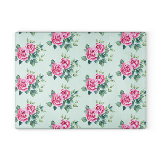 Glass Cutting Board - Roses