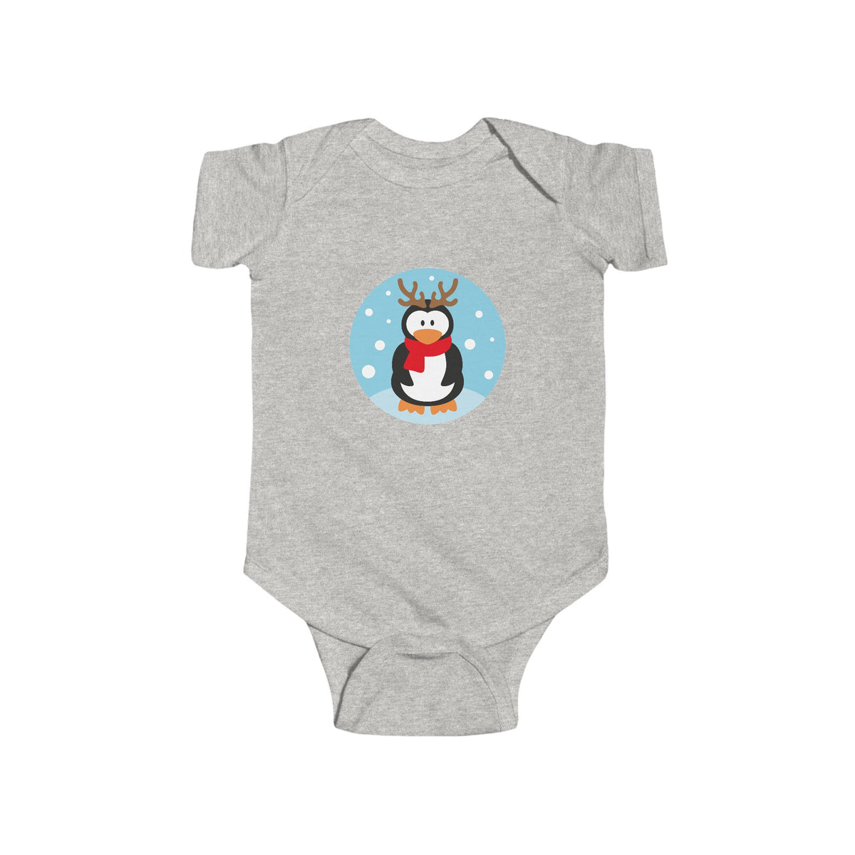 Infant Penguin Reindeer Bodysuit — Cute Holiday Baby Onesie