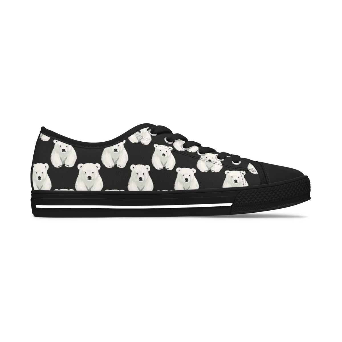 Polar Bear Pattern Low Top Sneakers — Cute Women's Canvas Shoes