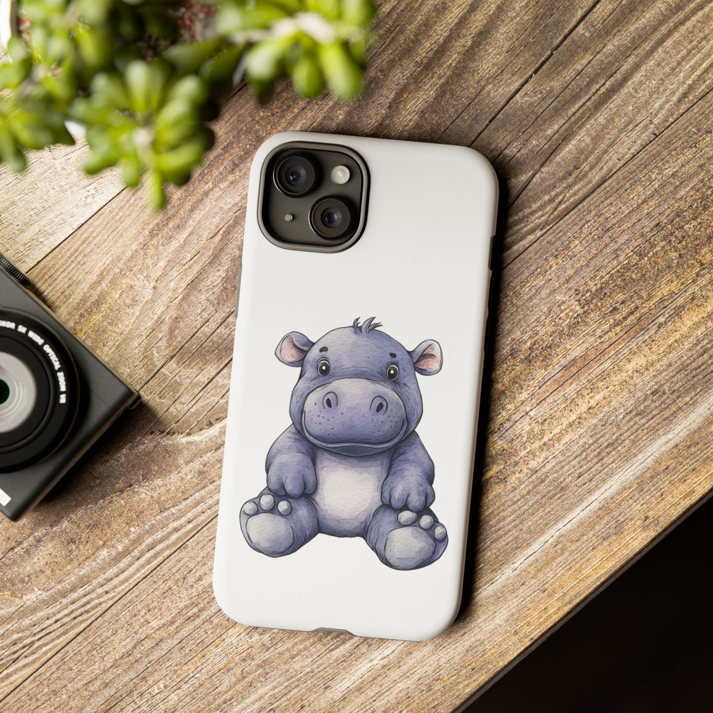 Cute Hippo Phone Case, Unique Tough Cases, Animal Lover Gift, Cute Animal Design, Baby Animal Phone Accessory