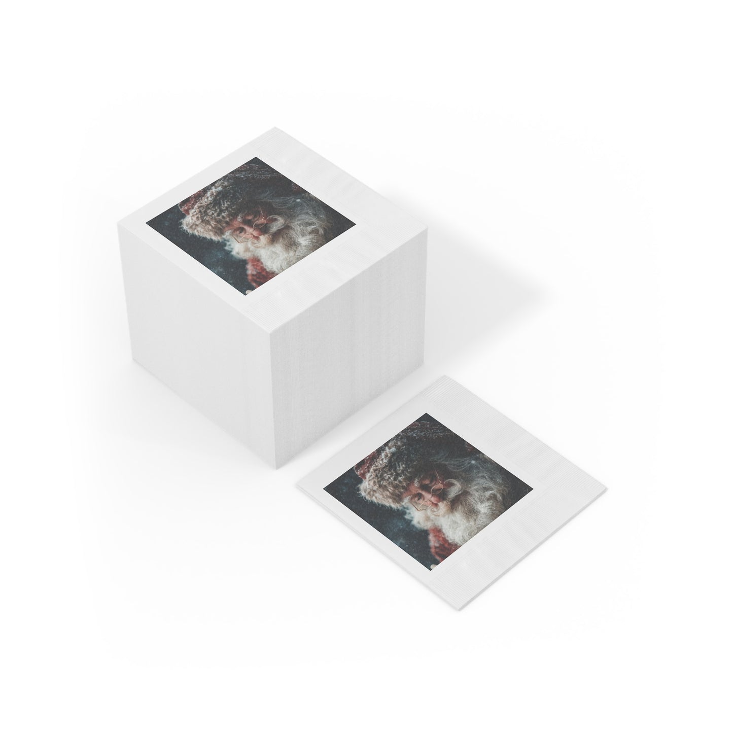 White Coined Napkins- Santa
