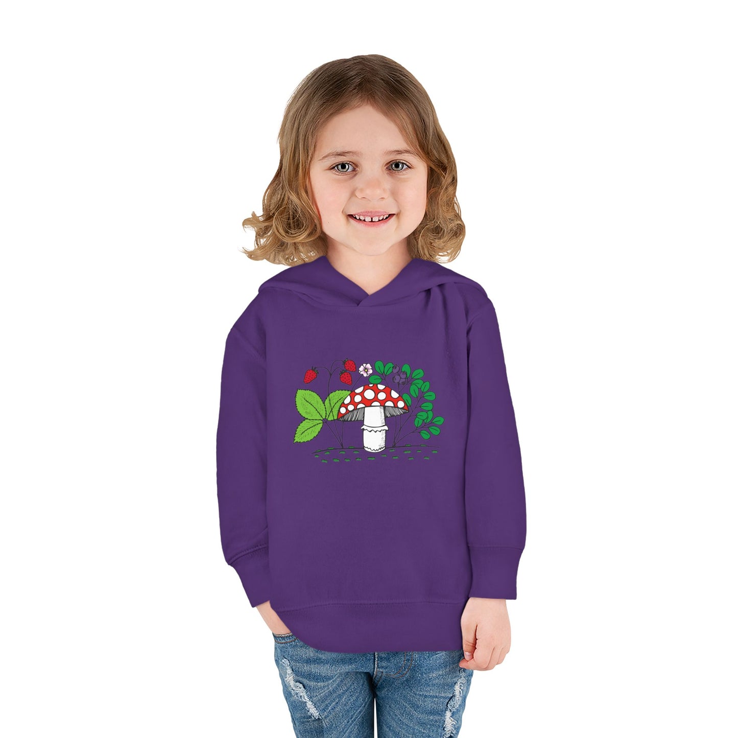 Whimsical Toddler Pullover Fleece Hoodie, Cute Sweater for Kids, Cozy Fall Fashion, Mushroom Design, Halloween Outfit, Gift for Toddlers
