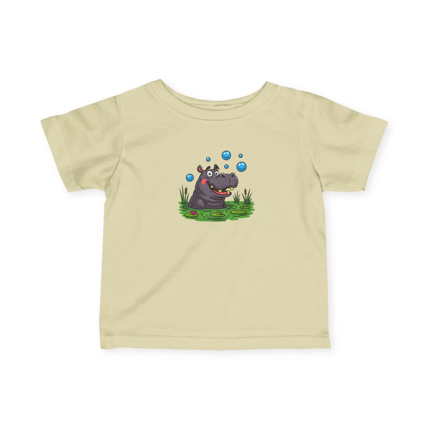 Cute Hippo Infant Tee with Bubbles, Baby Shirt, Toddler T-Shirt, Fun Kids Clothing, Unique Baby Gift, Pram Outfit