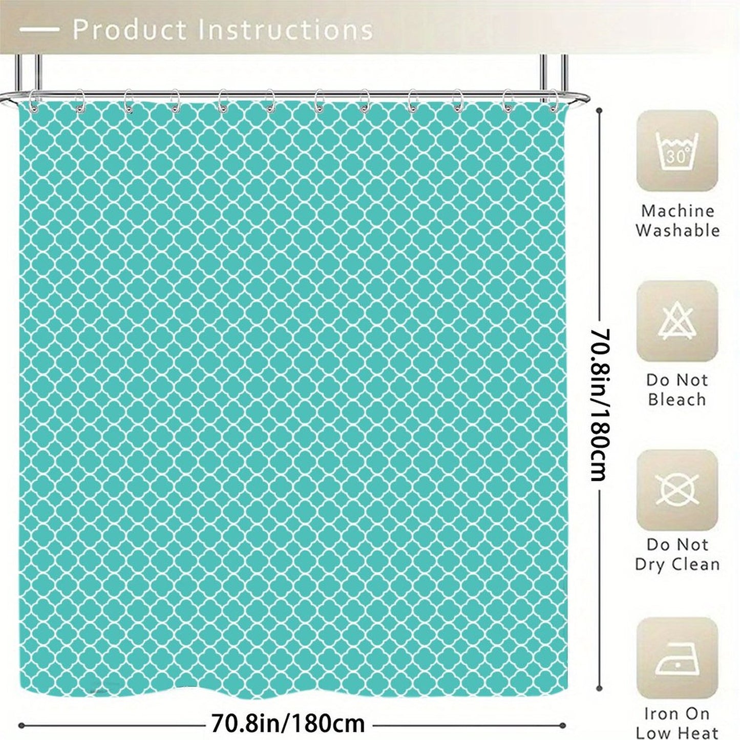 Waterproof Shower Curtain Teal
