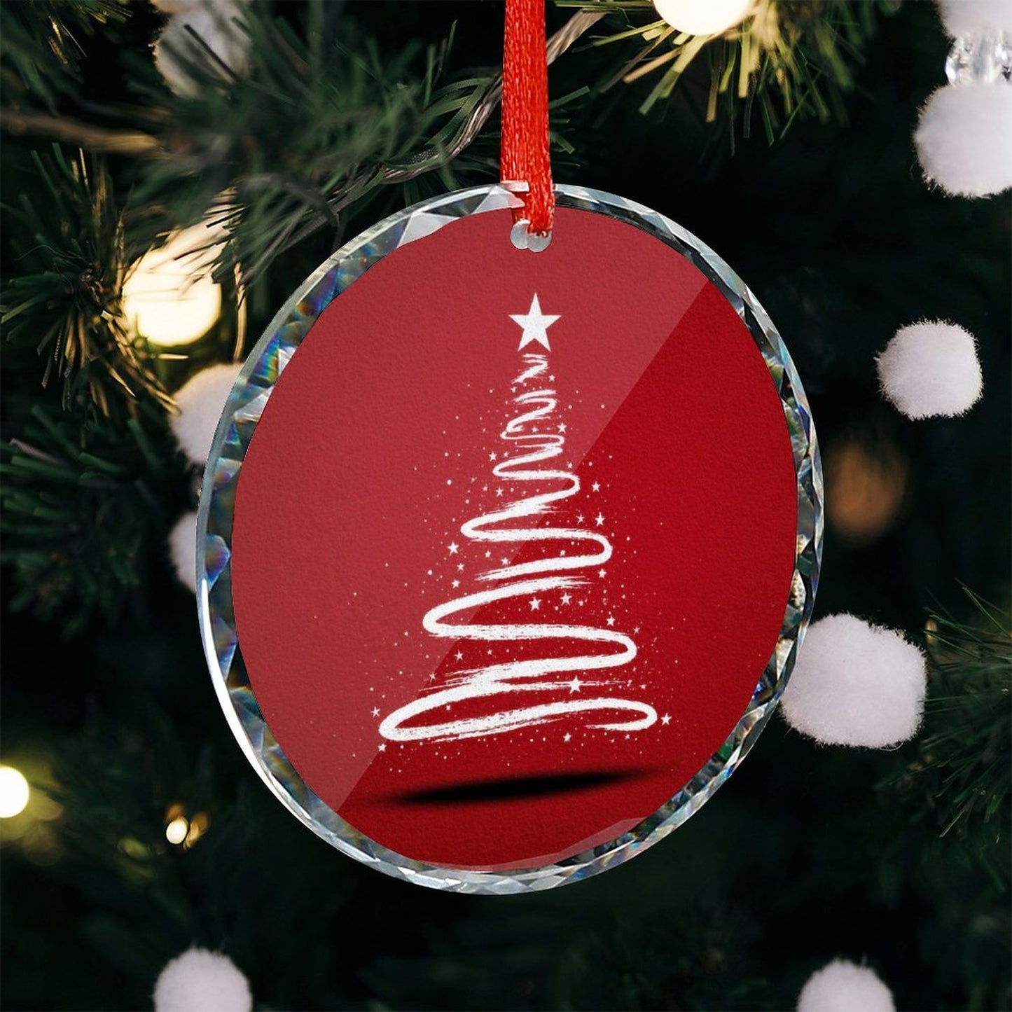 Glass Circular Ornament Pendant - Tree