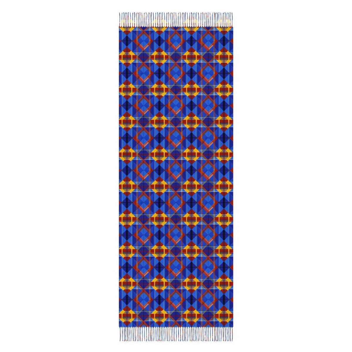 Cashmere-like Tassel Scarf Blue Plaid