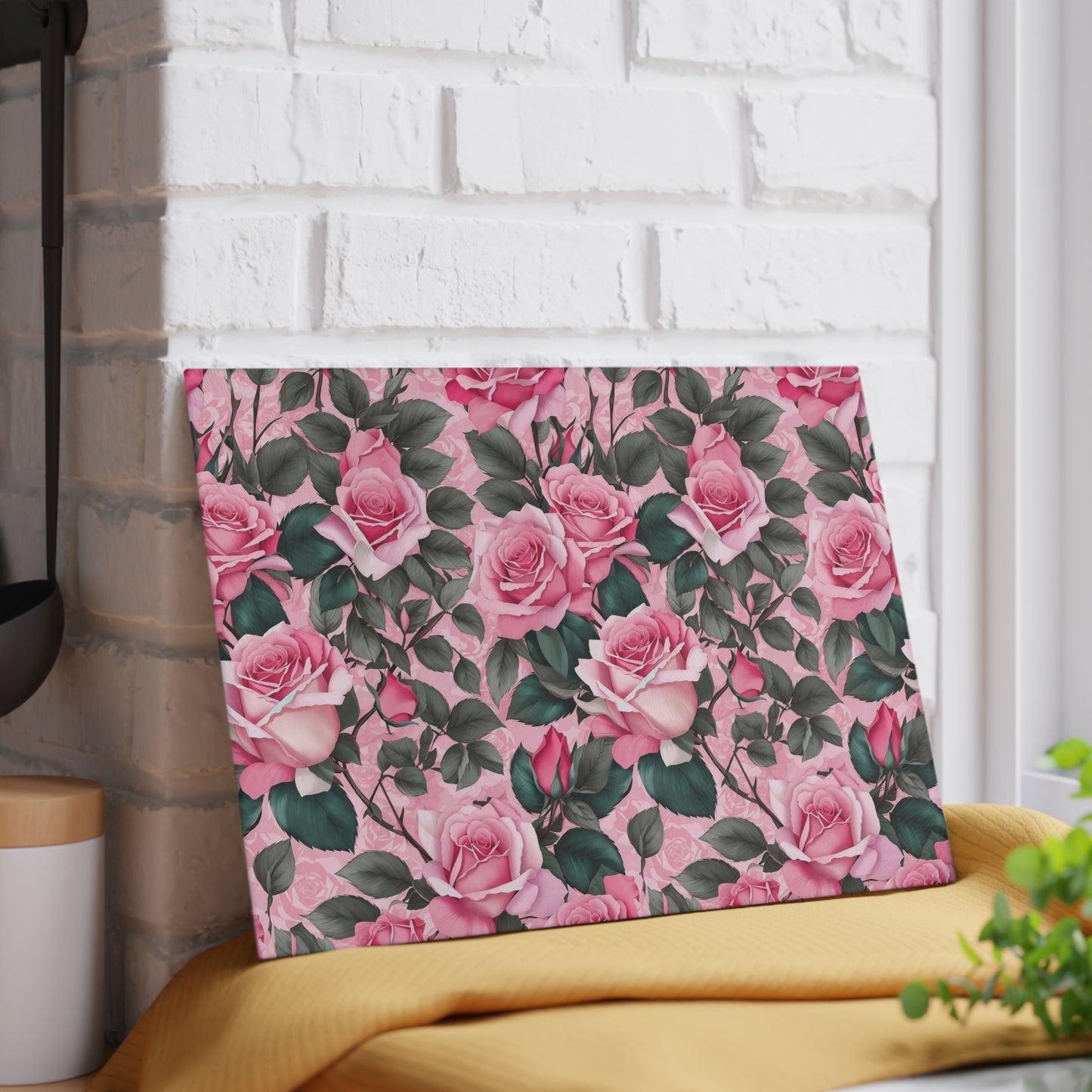 Floral Glass Cutting Board - Elegant Kitchen Decor, Gift for Her, Wedding Gift, Housewarming Present, Kitchen Accessory