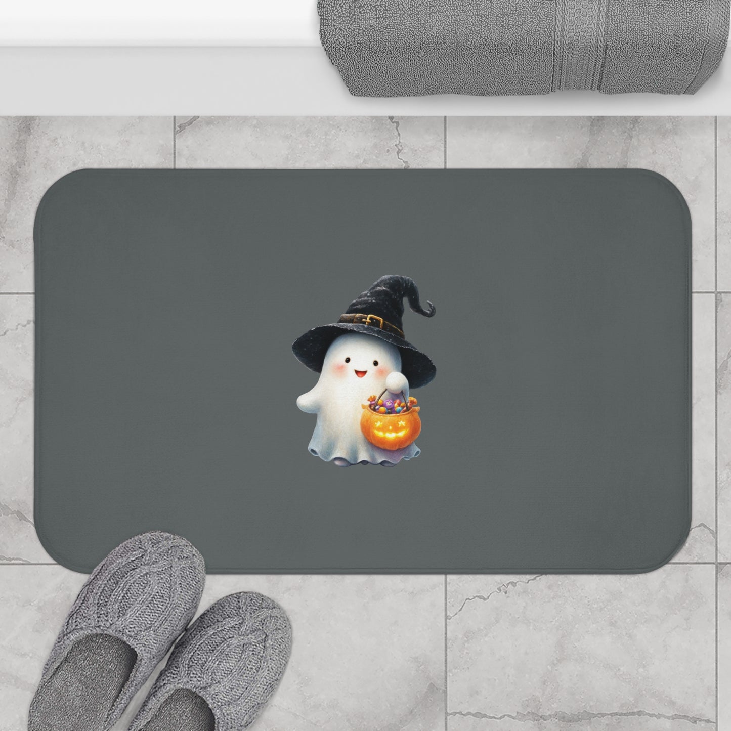 Halloween Ghost Bath Mat, Cute Bathroom Decor, Spooky Home Accents, Perfect for Halloween Parties, Ghost Lover Gift