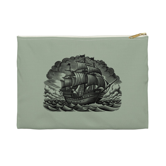 Nautical Themed Accessory Pouch - Pirate Ship Design, Makeup Bag, Travel Organizer, Gift for Sailors, Ocean Lovers