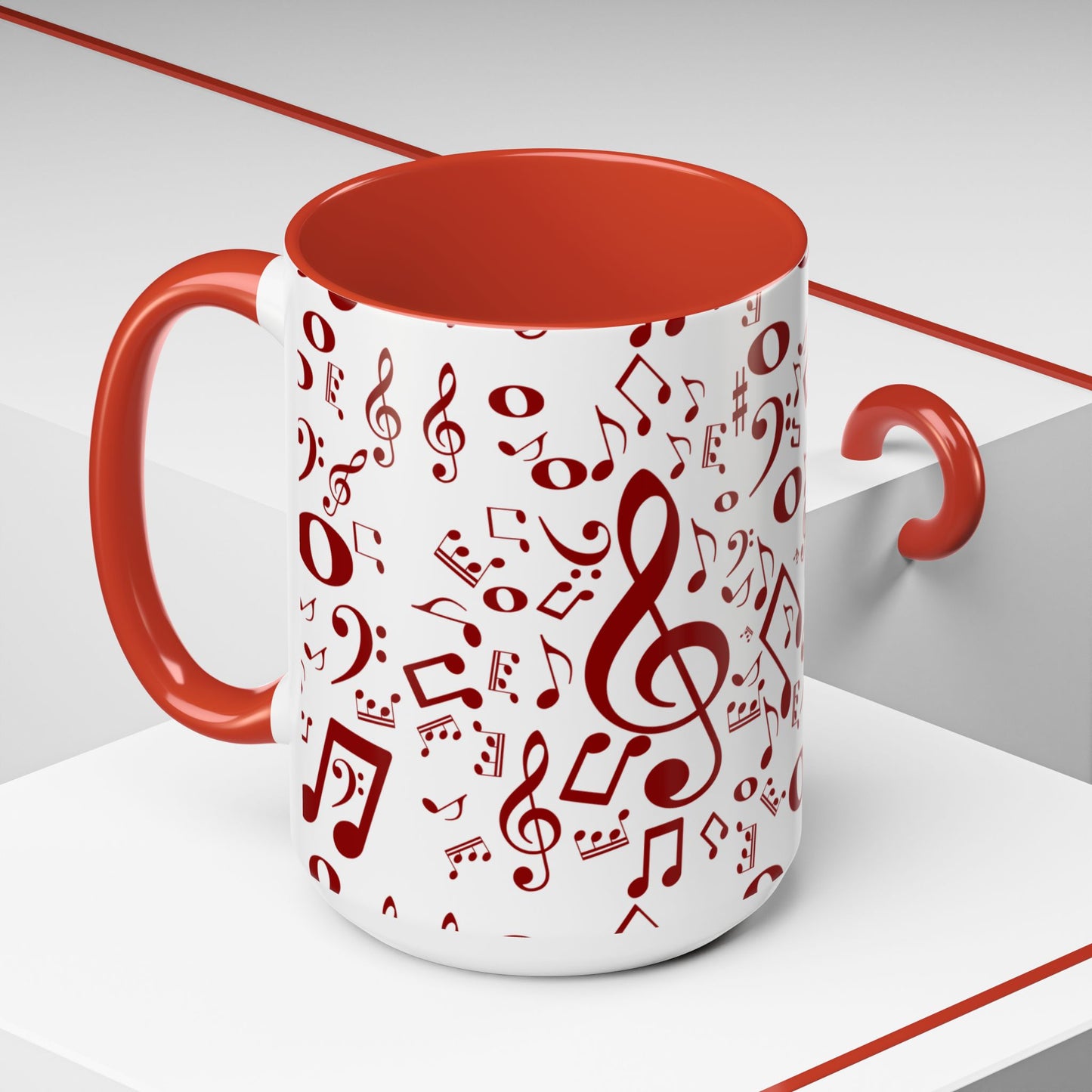 Accent Coffee Mug (11, 15oz) - Musical Notes