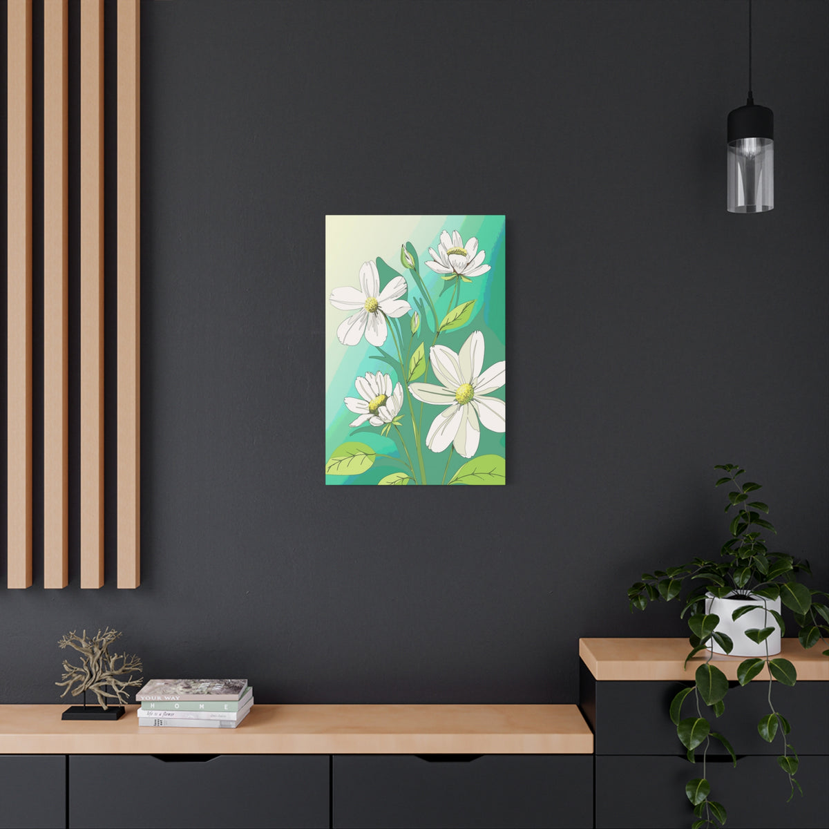 Matte Canvas, Stretched, 1.25" White Flowers