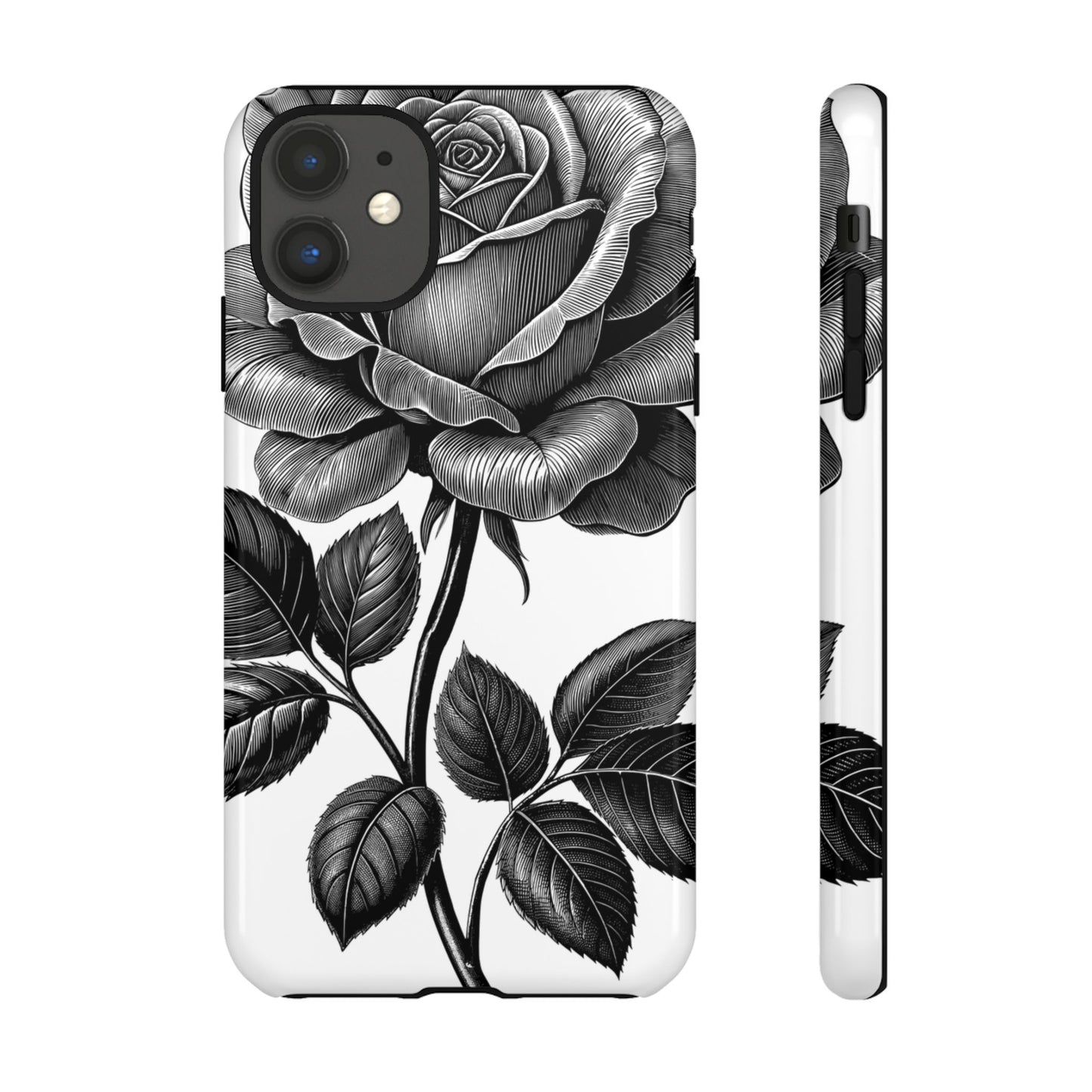 Elegant Floral Phone Case - Tough Cases, Black Rose Design, Floral Phone Cover, Stylish Phone Accessory, Gift for Her, Mother's Day