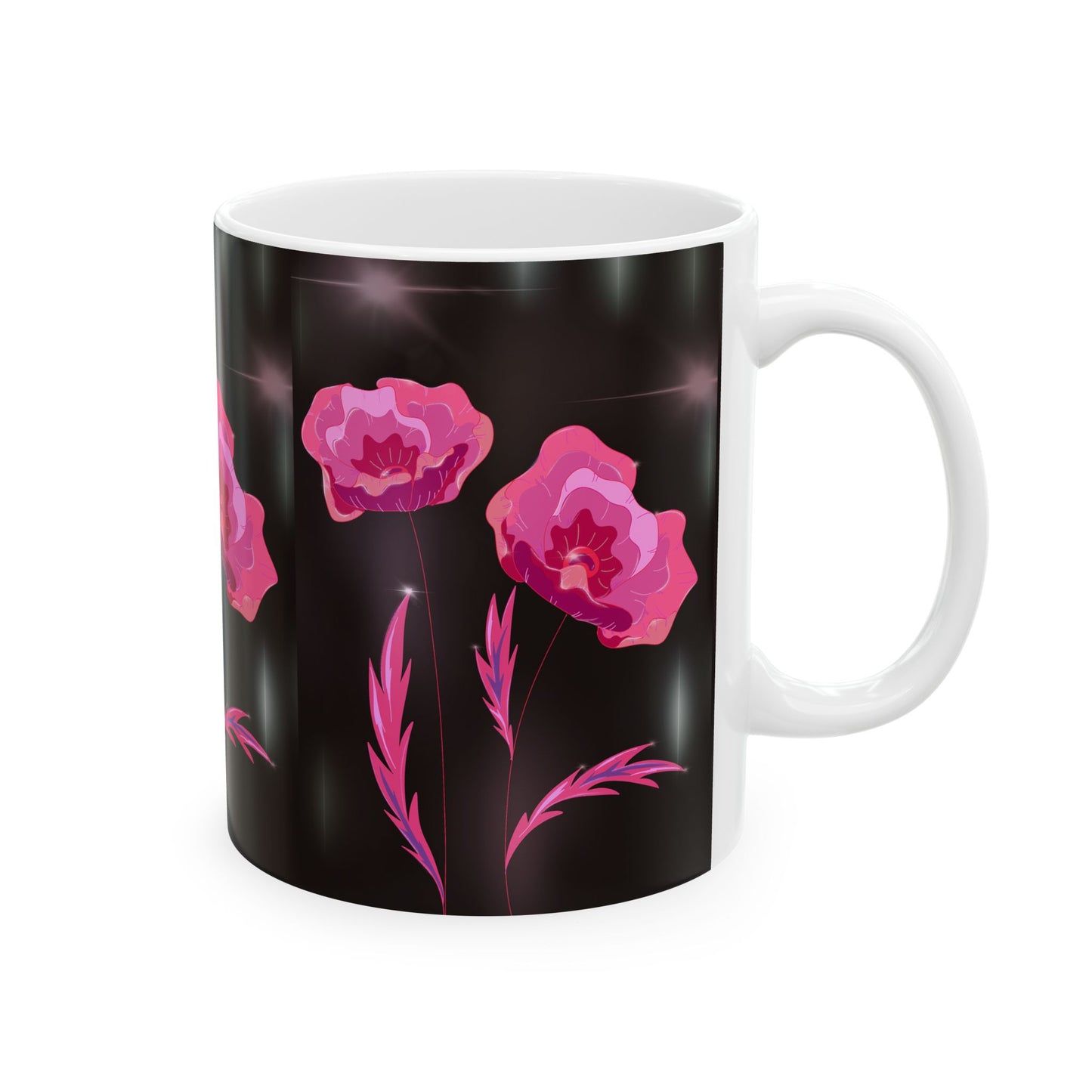 Floral Ceramic Mug with Pink Poppies, Coffee Mug, Gift for Her, Nature Lover's Cup, Home Decor, Tea Lover's Present