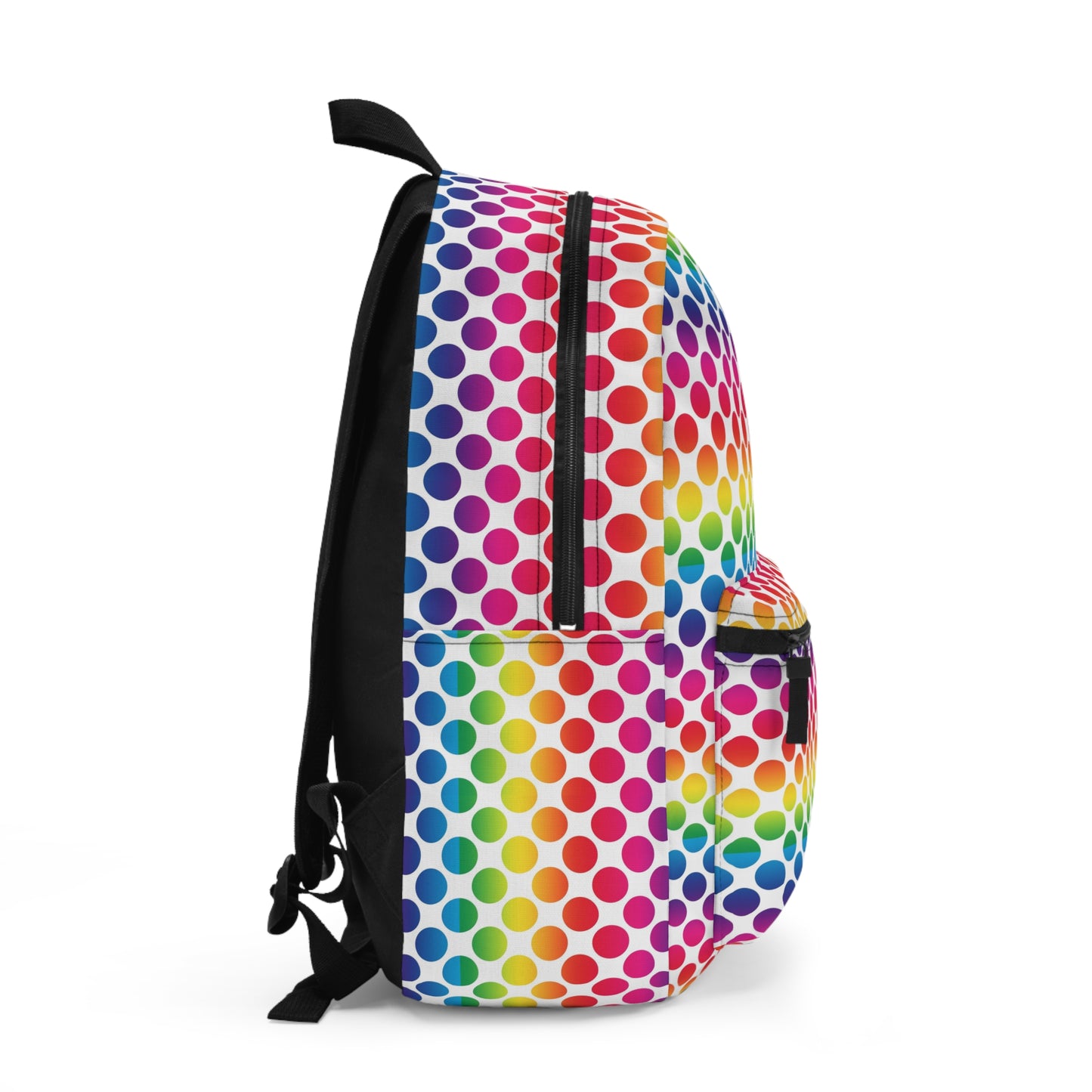 Vibrant Rainbow Polka Dot Backpack, Colorful School Bag, Fun Travel Backpack, Kids' Backpack, Retro Style Bag