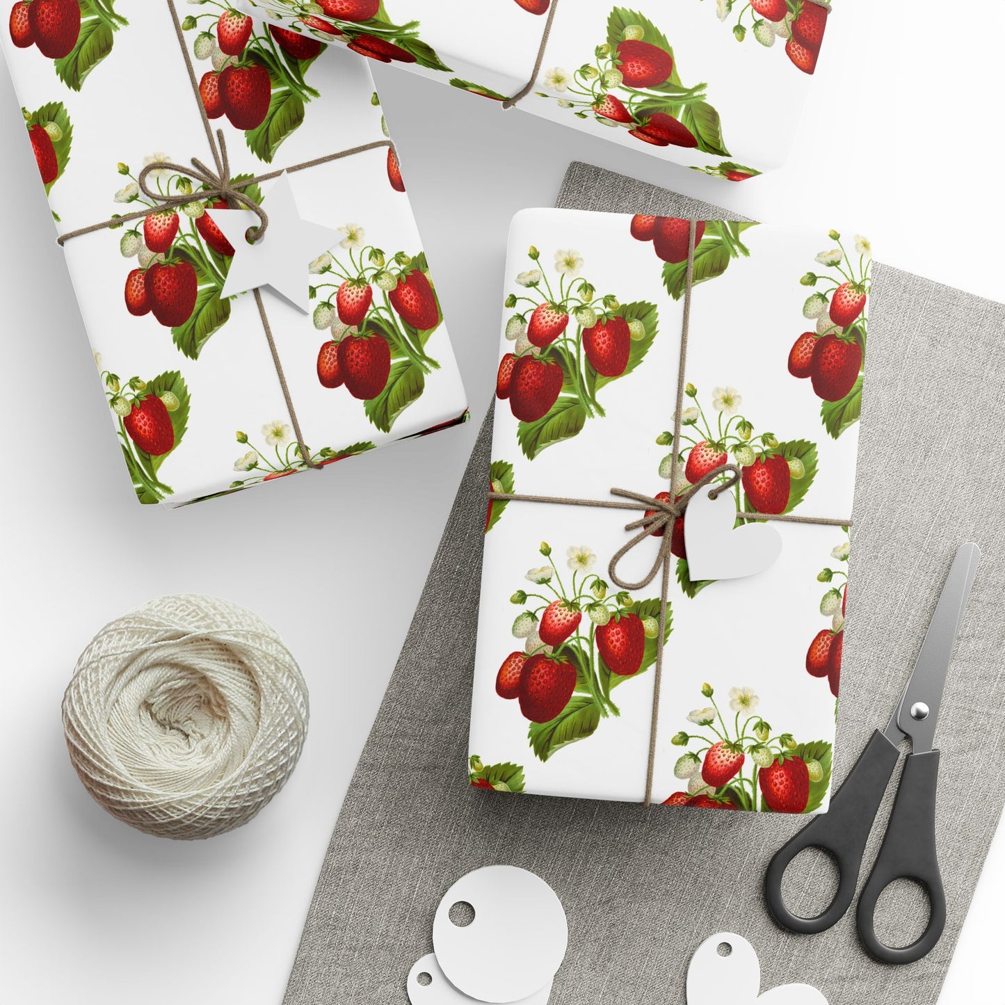 Strawberry Floral Wrapping Paper, Gift Wrap for Birthdays, Holidays, Showers, Eco-friendly Packaging, Cute Strawberry Design