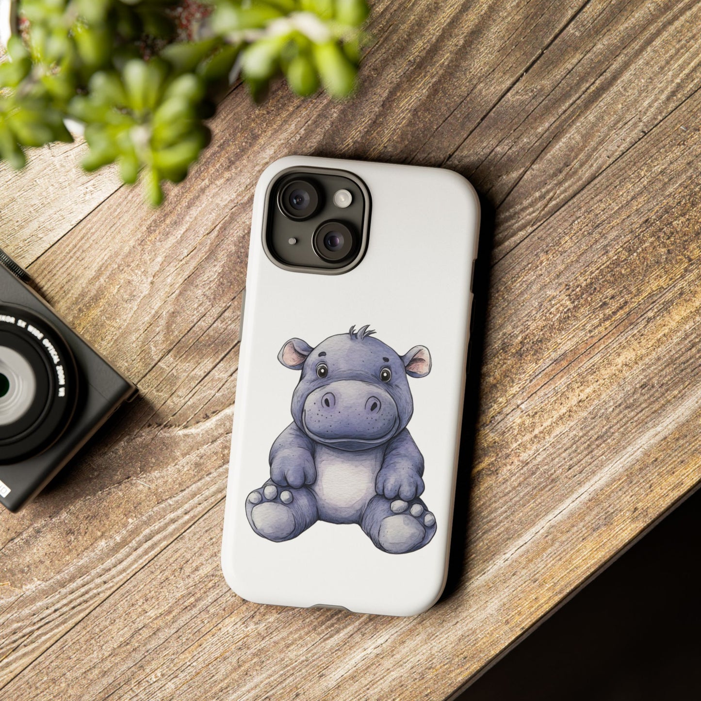 Cute Hippo Phone Case, Unique Tough Cases, Animal Lover Gift, Cute Animal Design, Baby Animal Phone Accessory