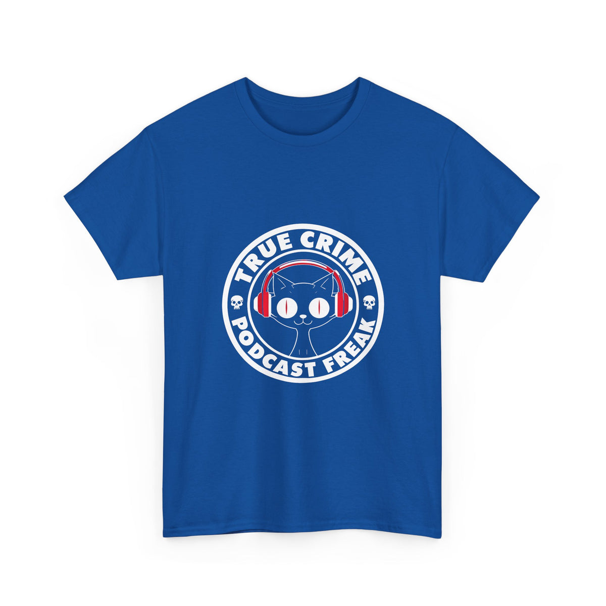 True Crime Podcast Tee — Cat with Headphones Logo