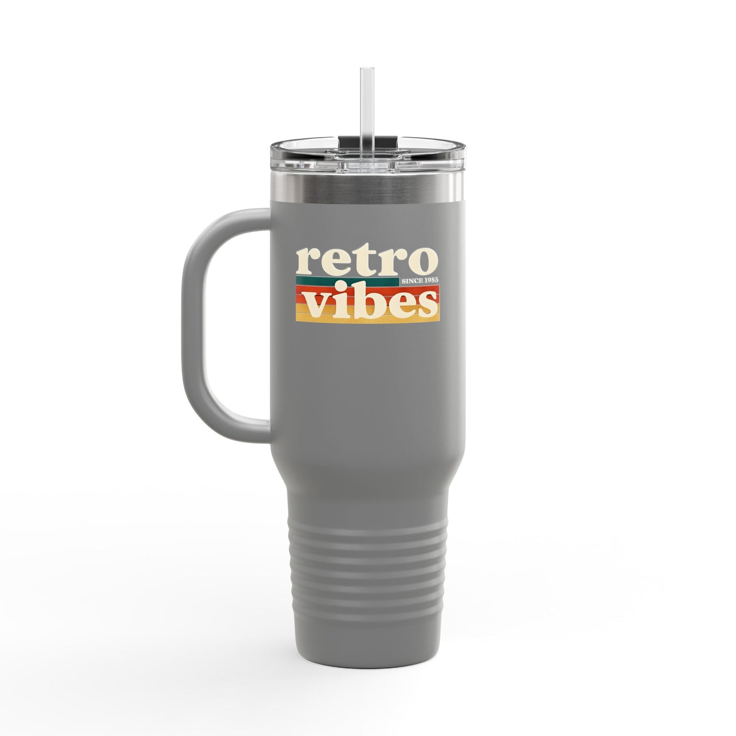 Retro Vibes Insulated 40oz Travel Mug | Fun Travel Cup for Coffee Lovers, Perfect for Road Trips, Picnics, Gifts