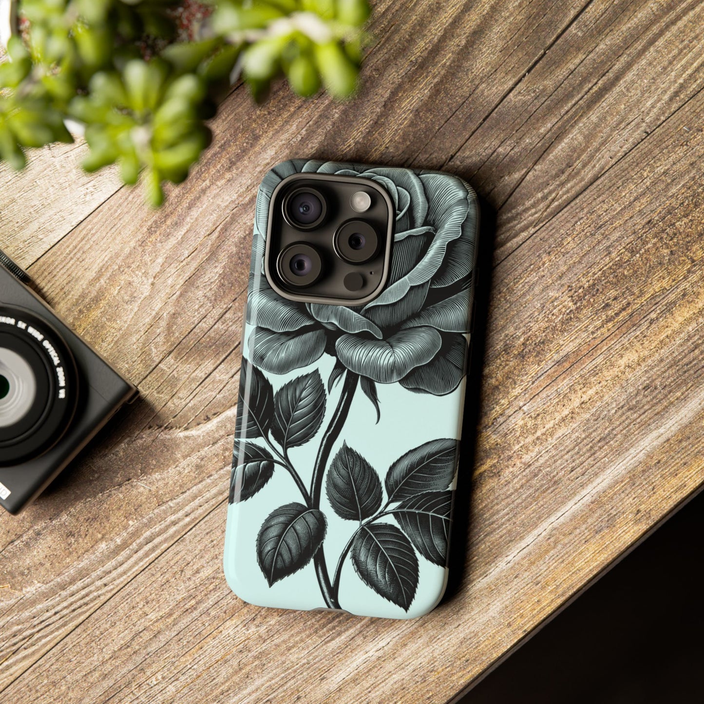 Elegant Floral Phone Case, Tough Cases for iPhones, Black Rose Design, Gift for Her, Stylish Phone Cover, Birthday Gifts