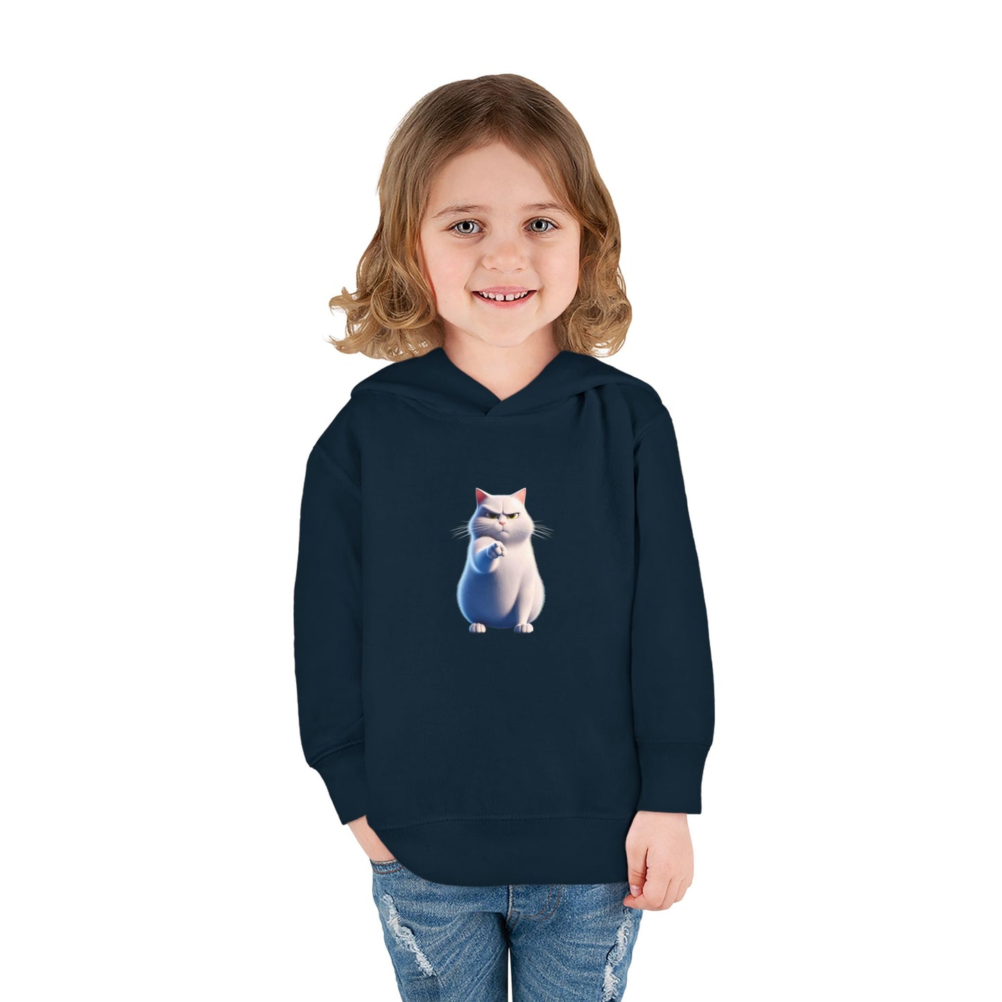 Cute Cat Toddler Hoodie, Fleece Pullover, Kids Sweatshirt, Birthday Gift, Animal Lover Apparel, Cozy Kids Clothing