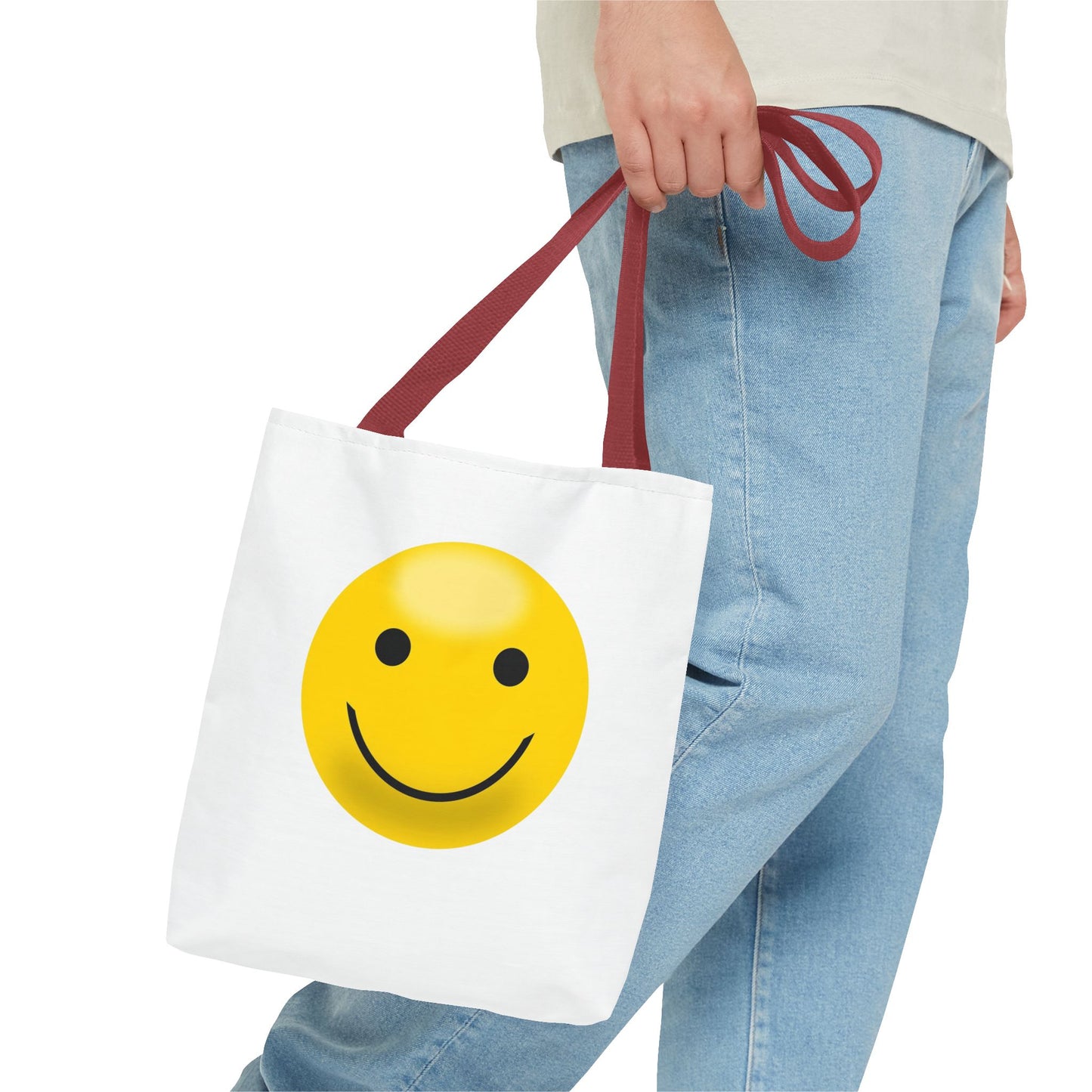 Smiley Face Tote Bag, Eco-Friendly Shopping Bag, Fun Beach Bag, Gift for Teens, Happy Tote for Everyday Use
