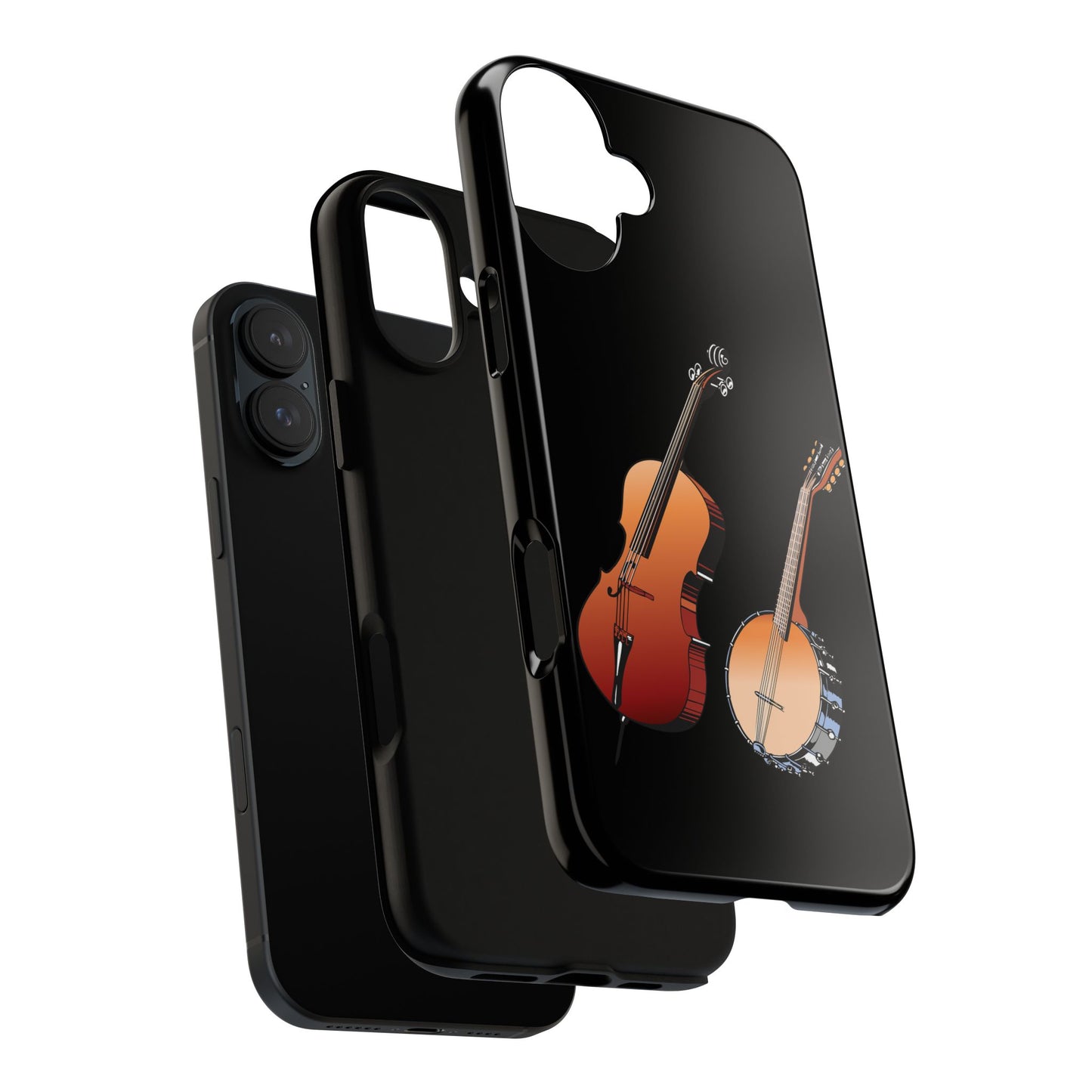 Musical Instrument Phone Case - Violin & Banjo Design, Music Lover Gift, Unique Phone Cover, Holiday Gift, Durable Tough Cases
