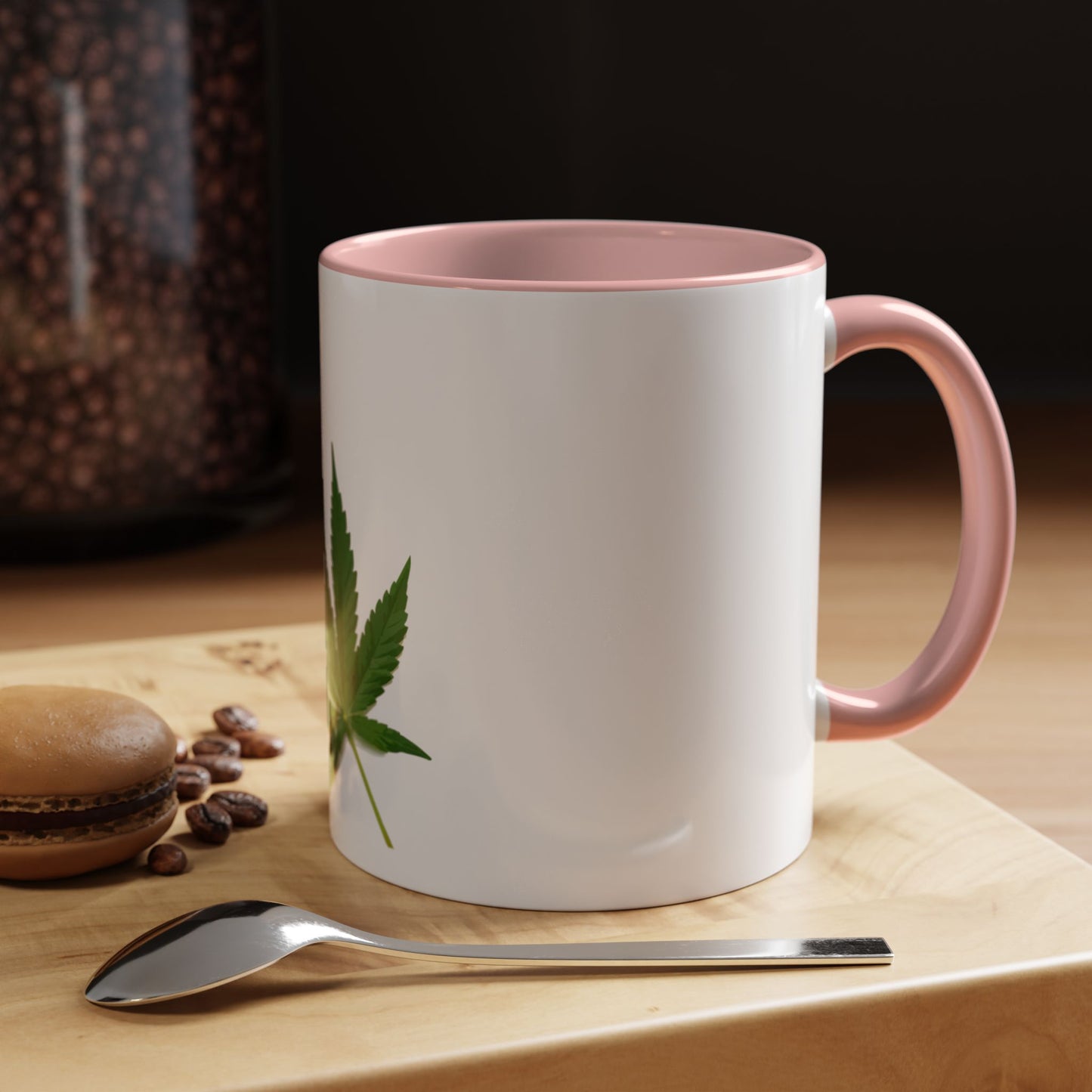 Marijuana Leaf Accent Coffee Mug | Cannabis Lover's Gift, Unique Coffee Cup, Pothead Mug, Stoner Gift Idea, Greenery Decor