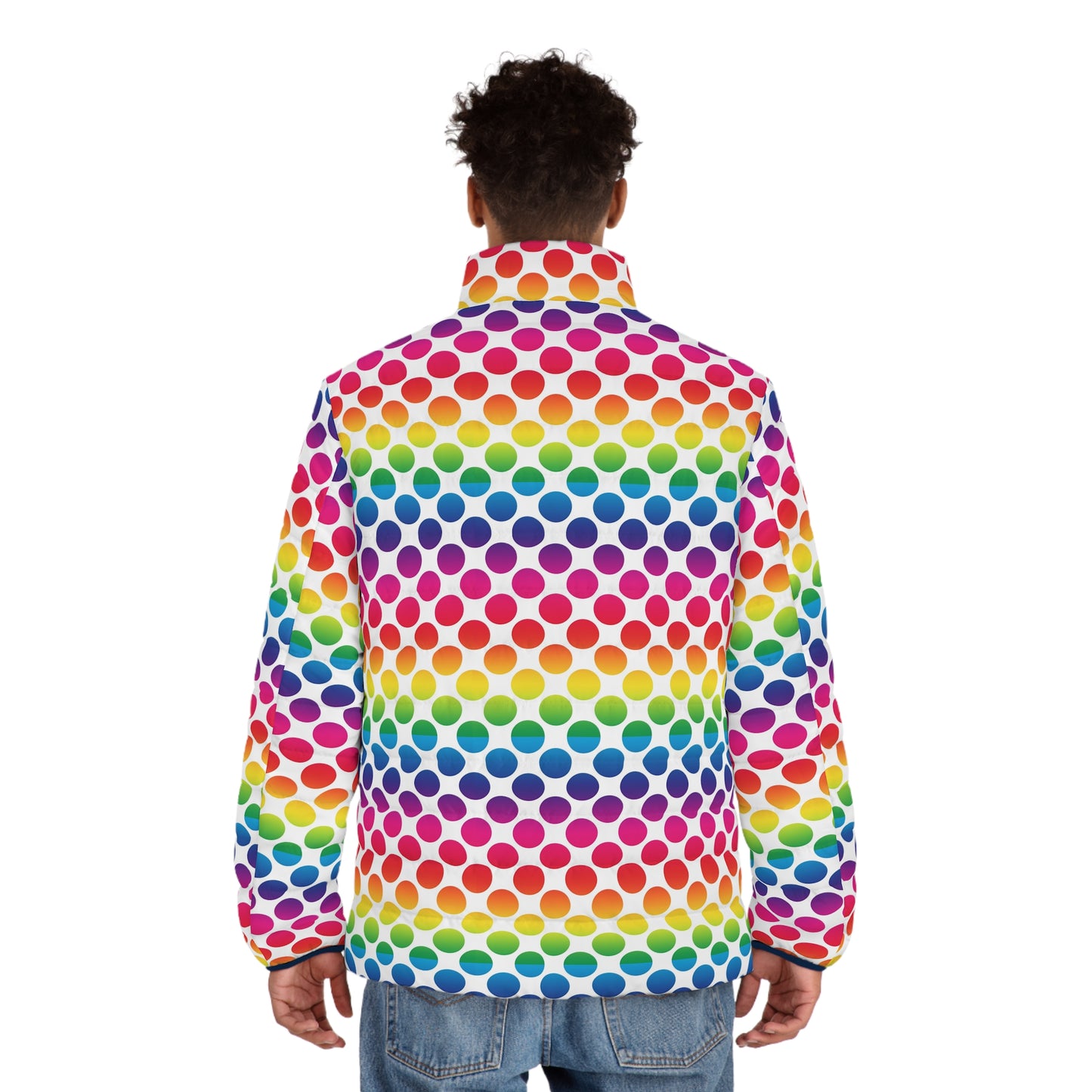 Vibrant Rainbow Men's Puffer Jacket, Colorful Winter Outerwear, Stylish Men's Jacket, Unisex Jacket, Perfect for All Occasions