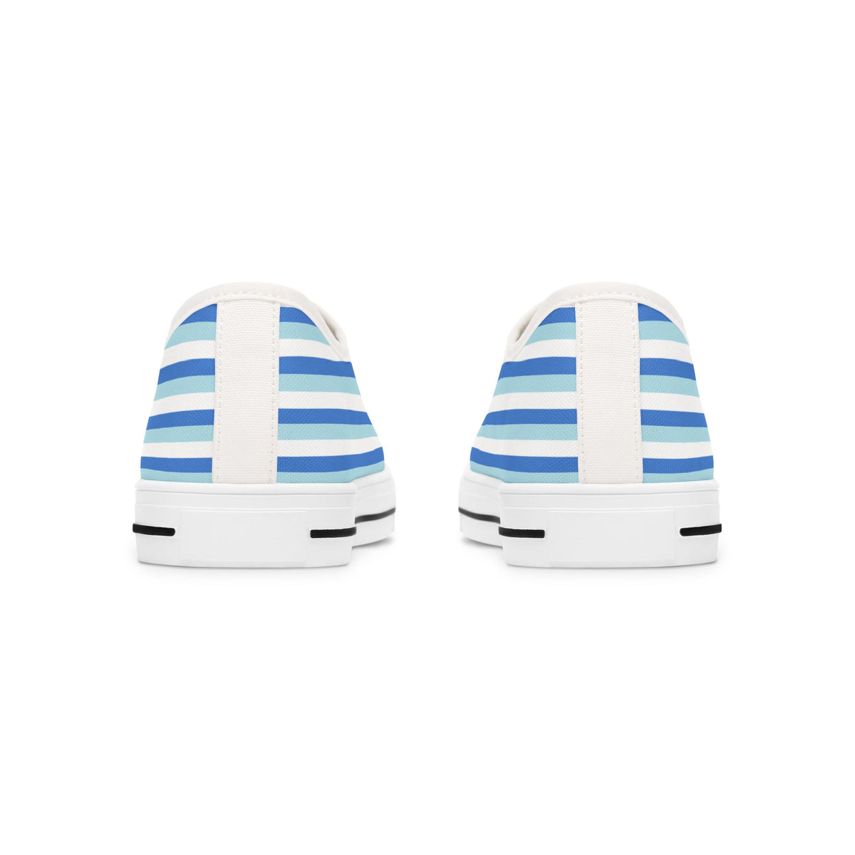 Blue Striped Low Top Sneakers — Casual Canvas Shoes