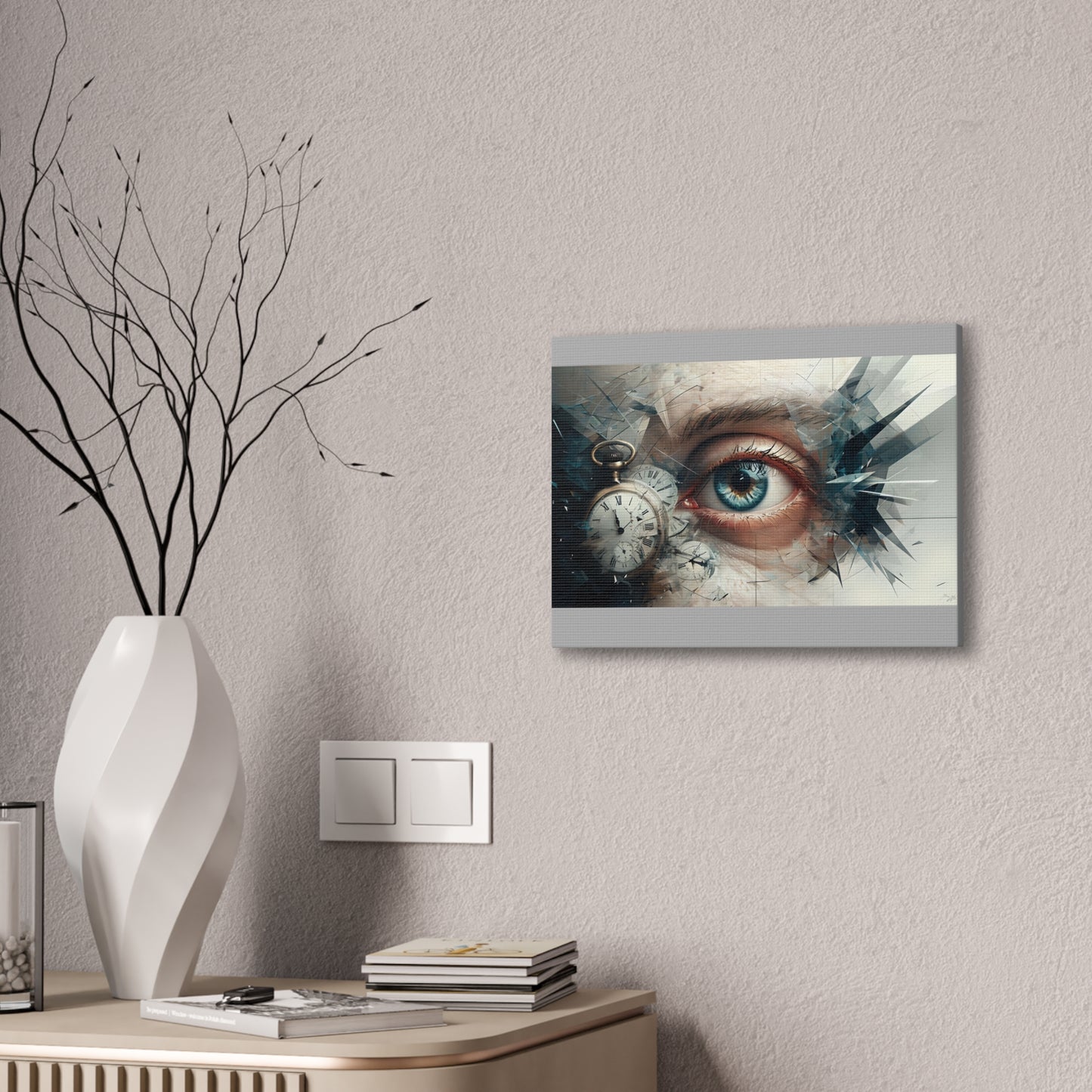 Surreal Canvas Wall Art, Eye with Vintage Clock